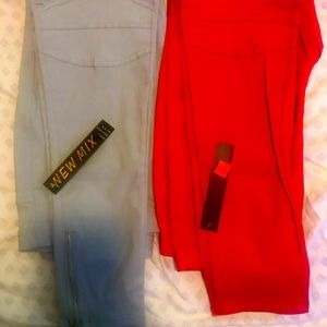 New Mix jeggings 2x3x 1red pair 1gray pair NWT